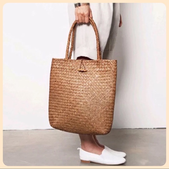 Haute Ellie Handbags - Rattan Straw Beach/Shopper Tote